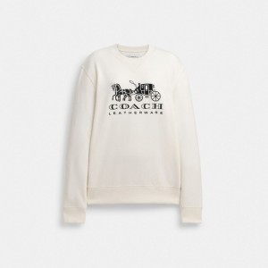 Hanorac Dama COACH® Horse And Carriage Crewneck Albi | ROMQK593