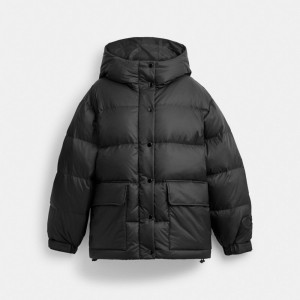 Palton Dama COACH® Mid Length Puffer Negrii | ROSGM683