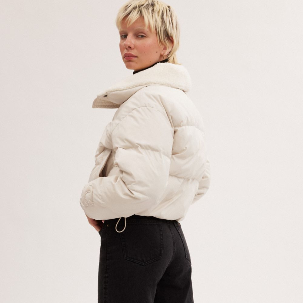 Geaca Dama COACH® Cropped Puffer With Sherpa Albi | ROLIB653