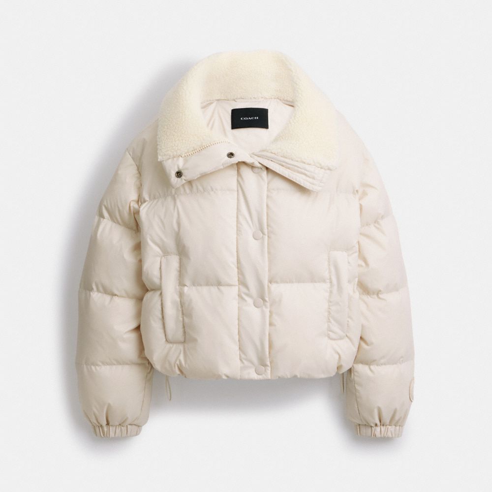 Geaca Dama COACH® Cropped Puffer With Sherpa Albi | ROLIB653