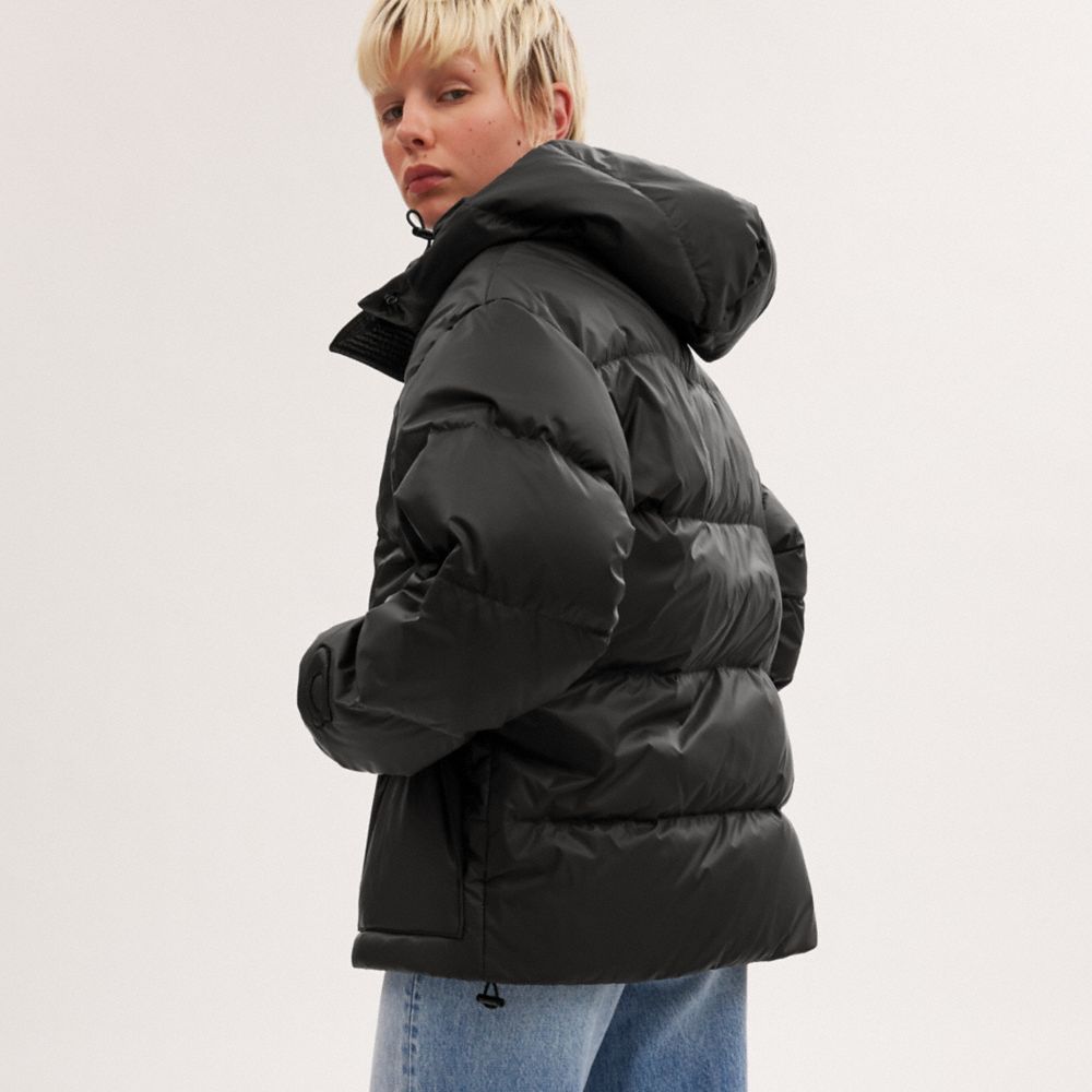 Palton Dama COACH® Mid Length Puffer Negrii | ROSGM683